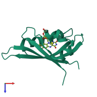 PDB entry 8qil coloured by chain, top view.