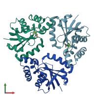 PDB entry 8qiy coloured by chain, front view.