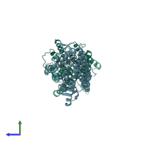 PDB entry 8qj4 coloured by chain, side view.