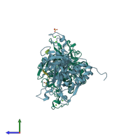 PDB entry 8qke coloured by chain, side view.