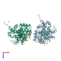 PDB entry 8qke coloured by chain, top view.