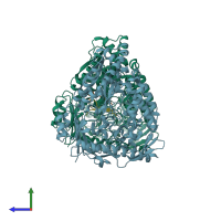 PDB entry 8qlm coloured by chain, side view.