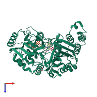 PDB entry 8qnc coloured by chain, top view.