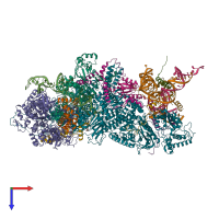 PDB entry 8qp9 coloured by chain, top view.