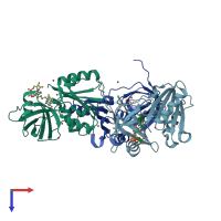 PDB entry 8qq1 coloured by chain, top view.