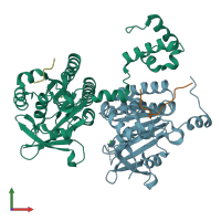 PDB entry 8qqe coloured by chain, front view.
