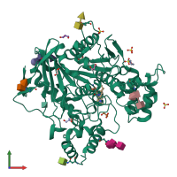 PDB entry 8qtw coloured by chain, front view.