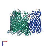 PDB entry 8qur coloured by chain, top view.