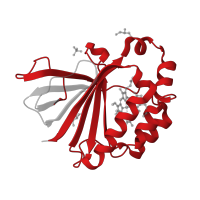 The deposited structure of PDB entry 8qvb contains 2 copies of Pfam domain PF06778 (Chlorite dismutase) in Chlorite dismutase. Showing 1 copy in chain A.