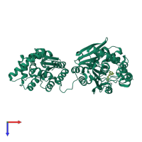 PDB entry 8qvg coloured by chain, top view.