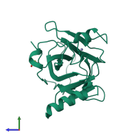 PDB entry 8qwk coloured by chain, side view.