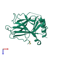PDB entry 8qwk coloured by chain, top view.