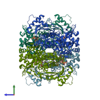 PDB entry 8qxm coloured by chain, side view.