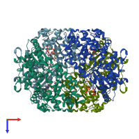 PDB entry 8qxm coloured by chain, top view.