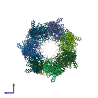 PDB entry 8qxs coloured by chain, side view.