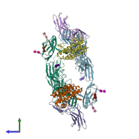 PDB entry 8qy6 coloured by chain, side view.