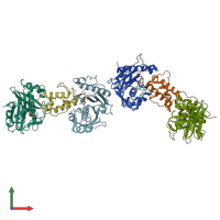 PDB entry 8qzi coloured by chain, front view.