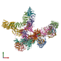 Hetero 20-meric assembly 1 of PDB entry 8r5o coloured by chemically distinct molecules, front view.