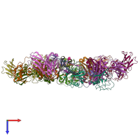 PDB entry 8r83 coloured by chain, top view.