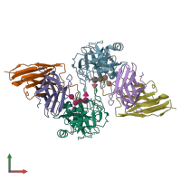 PDB entry 8r8d coloured by chain, front view.