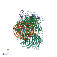 PDB entry 8r8r coloured by chain, side view.