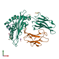 PDB entry 8ref coloured by chain, front view.