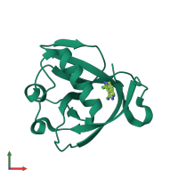 PDB entry 8rf4 coloured by chain, front view.