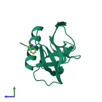 PDB entry 8rff coloured by chain, side view.