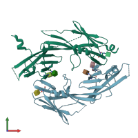 PDB entry 8rkf coloured by chain, front view.