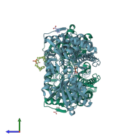 PDB entry 8rkr coloured by chain, side view.