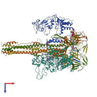 PDB entry 8rm1 coloured by chain, top view.