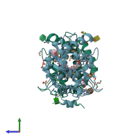 PDB entry 8rnn coloured by chain, side view.