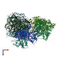 PDB entry 8rpj coloured by chain, top view.