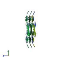 PDB entry 8rqm coloured by chain, side view.