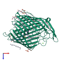 PDB entry 8rqp coloured by chain, top view.