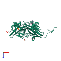 PDB entry 8s63 coloured by chain, top view.