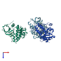 PDB entry 8s98 coloured by chain, top view.