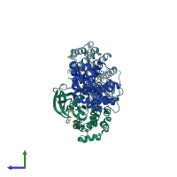 PDB entry 8s99 coloured by chain, side view.