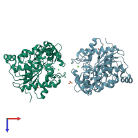 PDB entry 8s9r coloured by chain, top view.