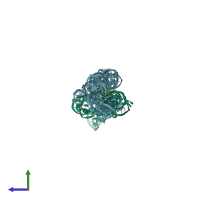 PDB entry 8sa5 coloured by chain, side view.
