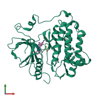 PDB entry 8sc7 coloured by chain, front view.