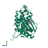 PDB entry 8sc7 coloured by chain, side view.