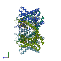 PDB entry 8sd3 coloured by chain, side view.