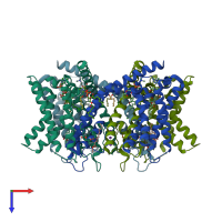 PDB entry 8sd3 coloured by chain, top view.