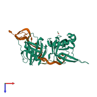 PDB entry 8sh0 coloured by chain, top view.