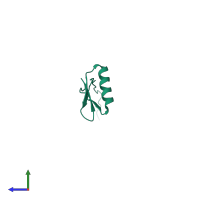 Mini-protein EHEE_rd2_0005 in PDB entry 8shm, assembly 1, side view.