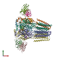 PDB entry 8si9 coloured by chain, front view.