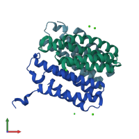 PDB entry 8sji coloured by chain, front view.