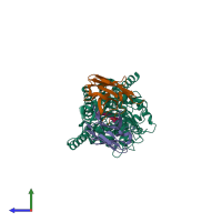 PDB entry 8smn coloured by chain, side view.
