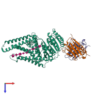 PDB entry 8smn coloured by chain, top view.